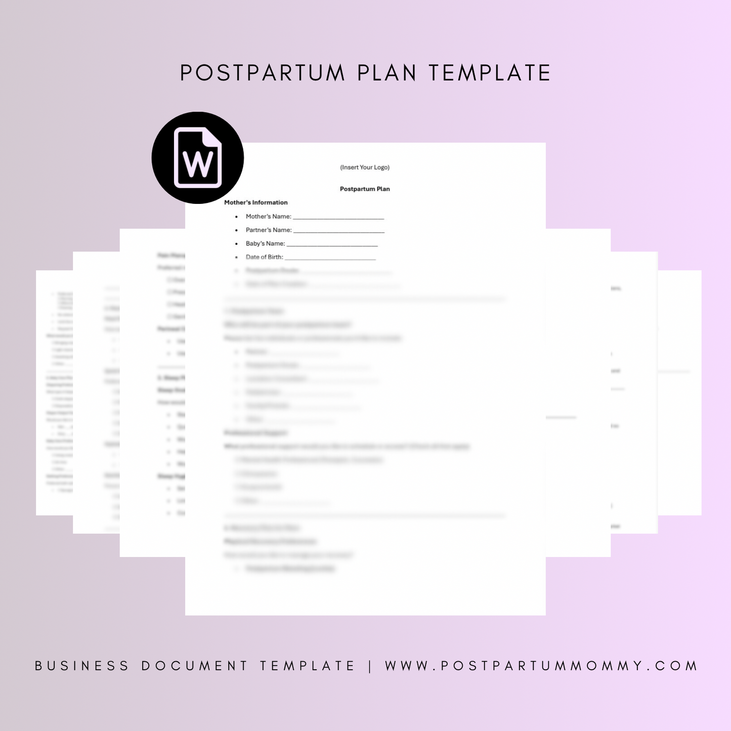 Postpartum Doula Care Plan Template