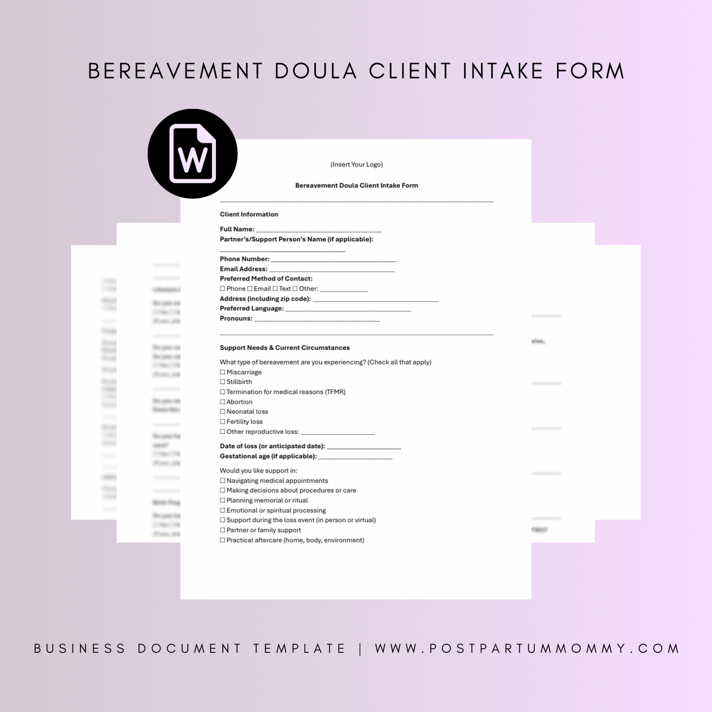 Bereavement Doula Client Intake Form