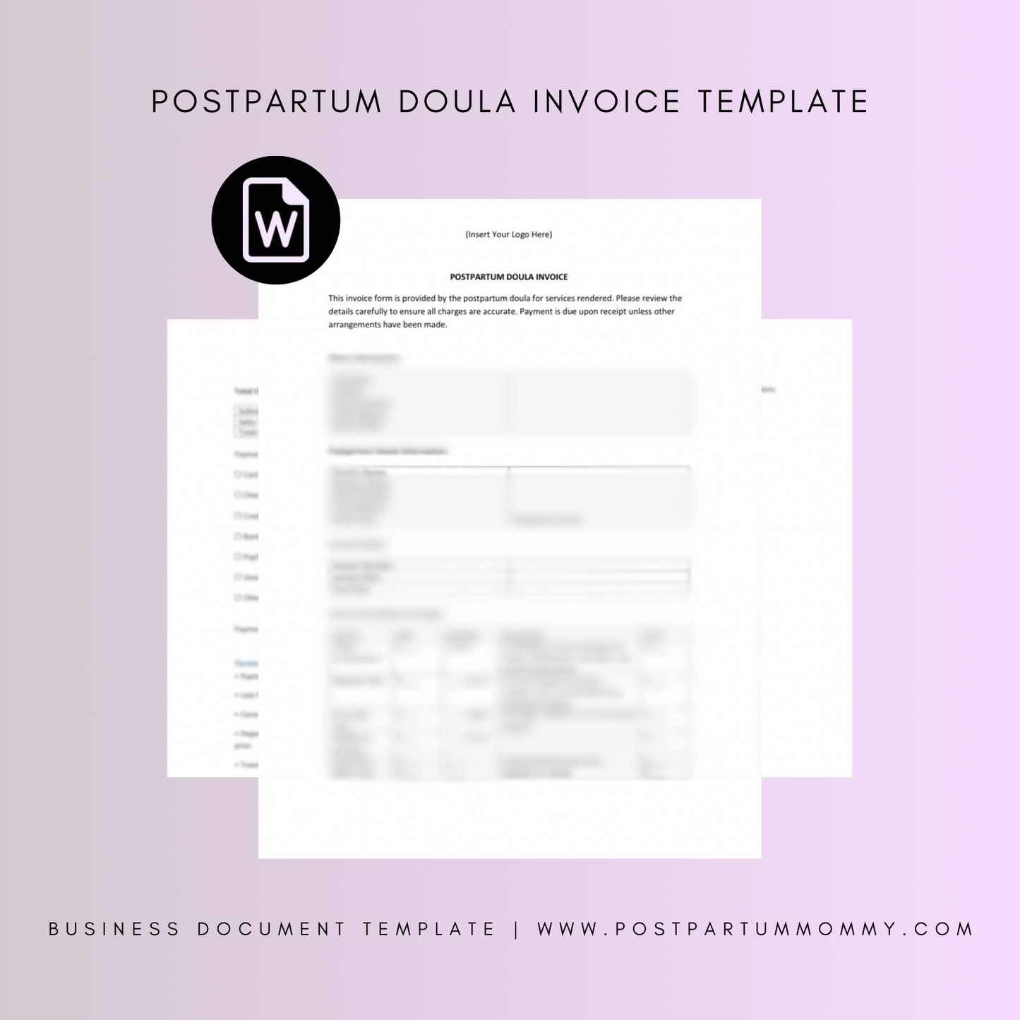 Postpartum Doula Invoice Template