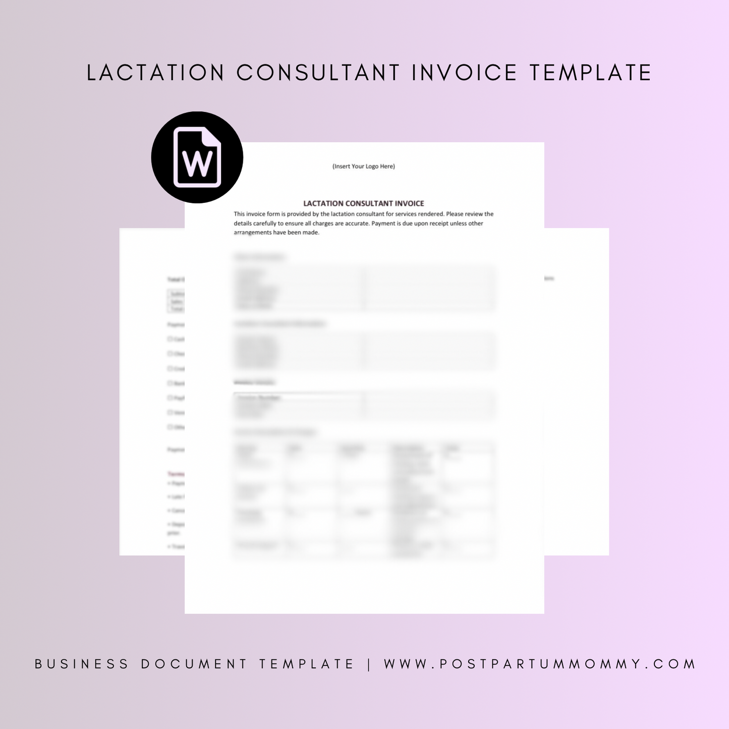 Lactation Consultant Invoice Template