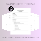 Full Spectrum Doula Business Plan Template