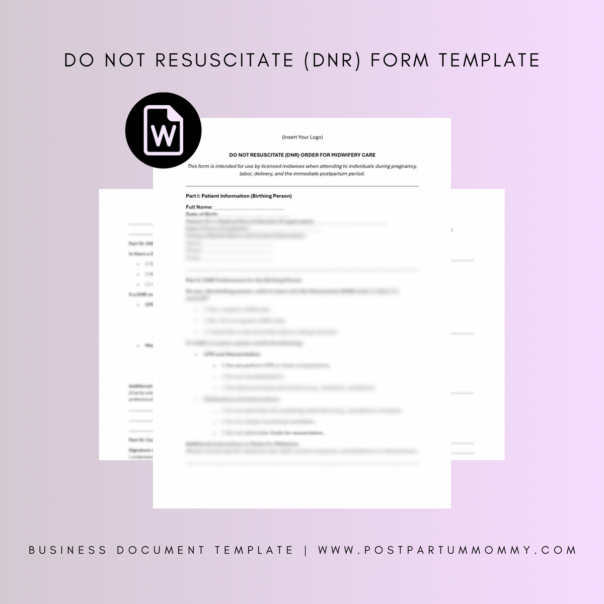 Dnr Document Example DNR (Do Not Resuscitate) Form Template for Midwifery Practices ...