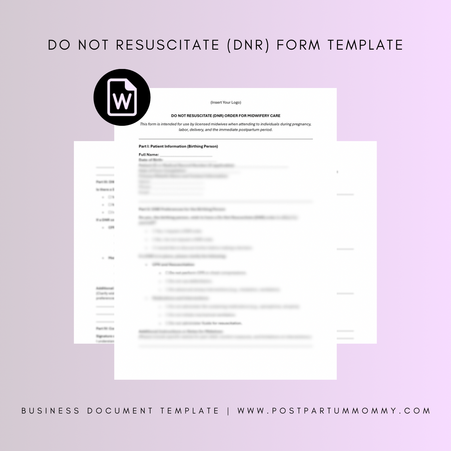 DNR (Do Not Resuscitate) Form Template for Midwifery Practices