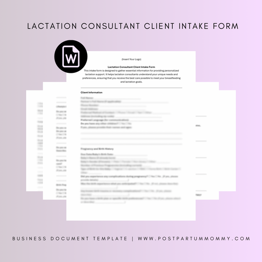 Lactation Consultant Client Intake Form