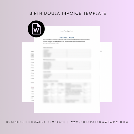 Birth Doula Invoice Template