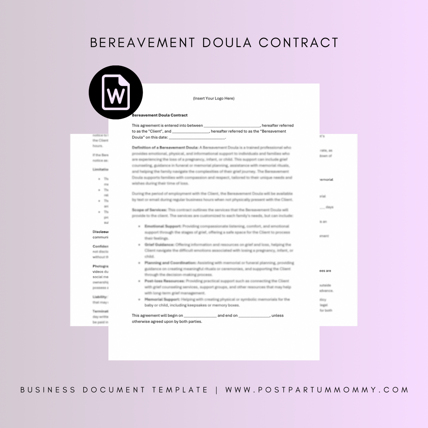 Bereavement Doula Contract Template