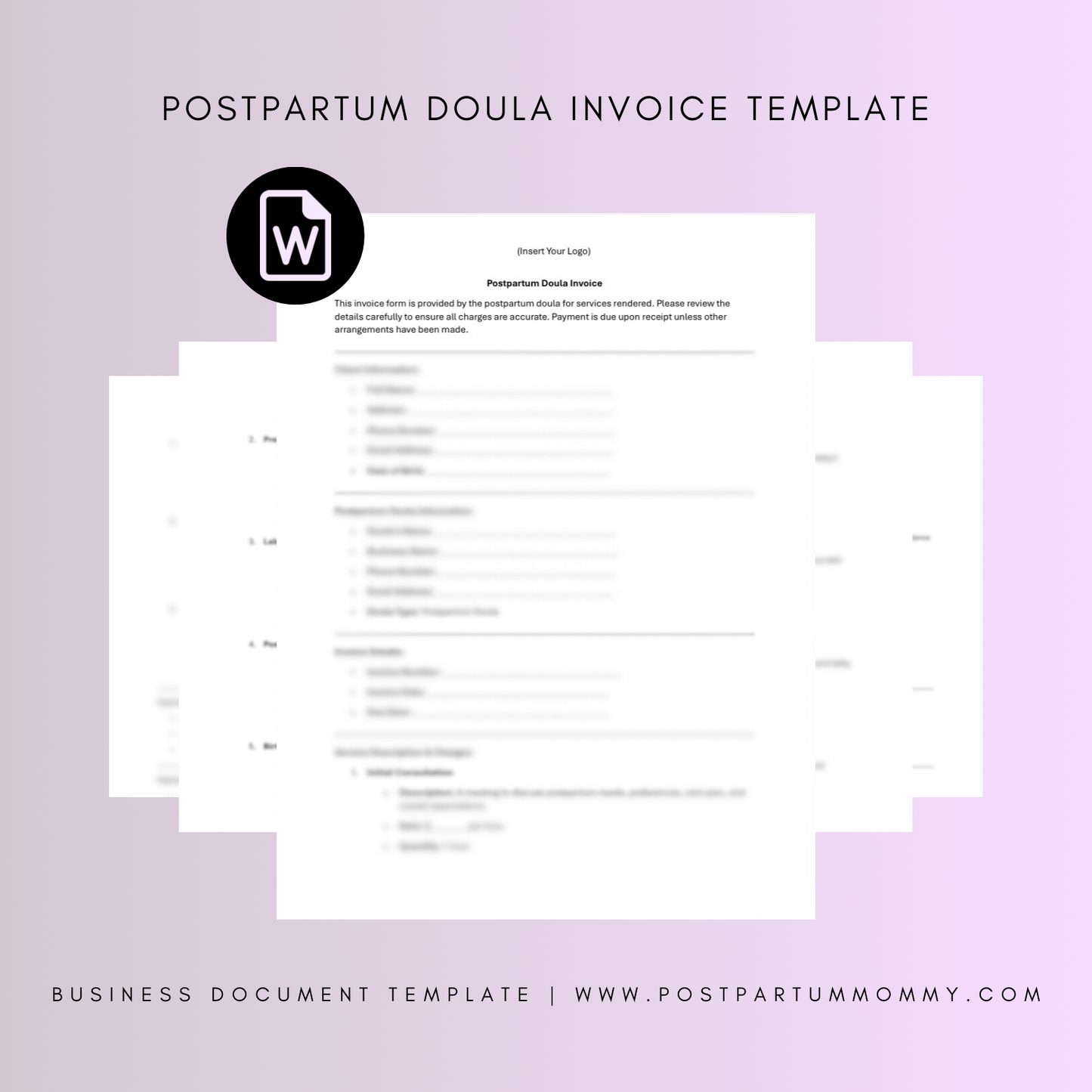 Postpartum Doula Invoice Template