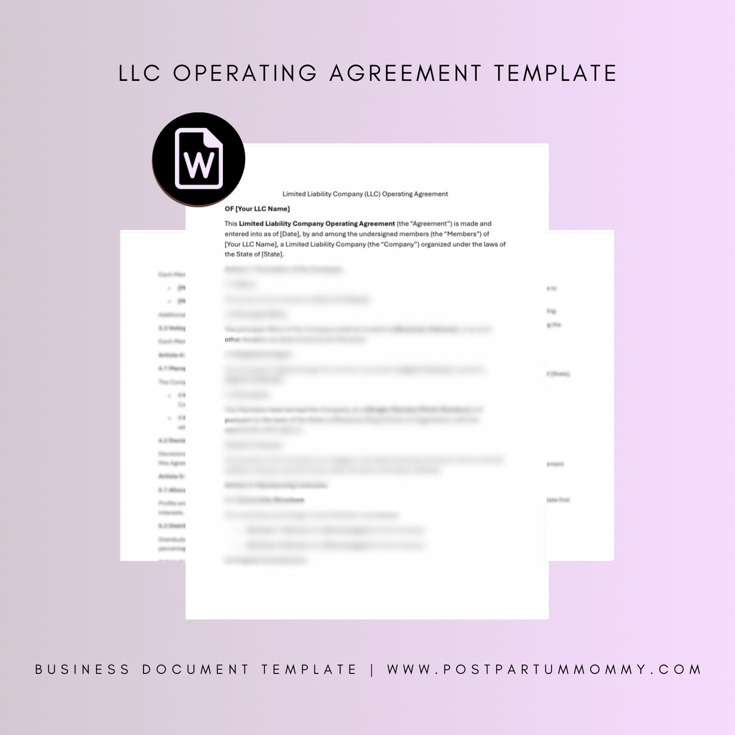 Limited Liability Company (LLC) Operating Agreement Template