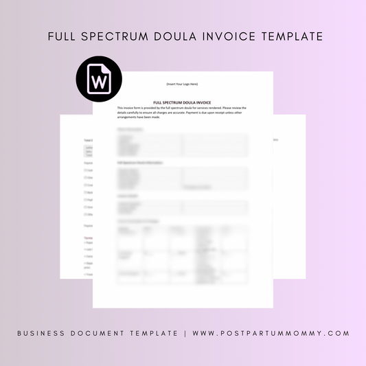 Full Spectrum Doula Invoice Template